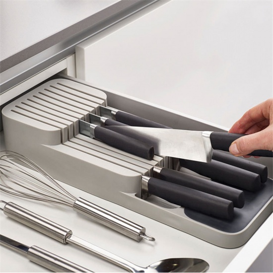 Immagine di Grigio - Inserire la taglierina Posate Utensile Divisore Vassoio Organizzatore Conservazione cassetto cucina