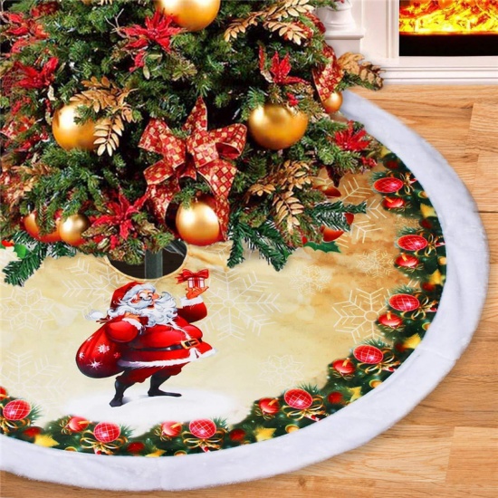 Immagine di Stoffa Tappeto Multicolore Tondo Babbo Natale 98cm Dia, 1 Pz