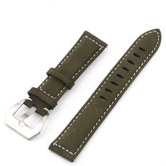 Picture of Real Leather Watch Bands For Watch Face Army Green Frosted 12cm wide, 7.5cm 1 Piece
