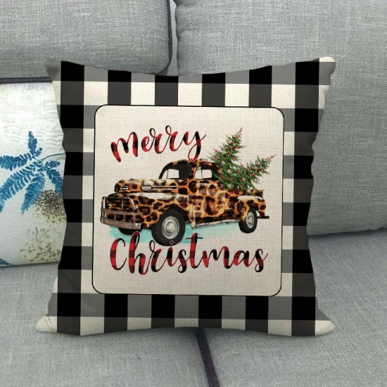 Picture of Pillow Cases Multicolor Square Christmas Tree Pattern 45cm x 45cm, 1 Piece