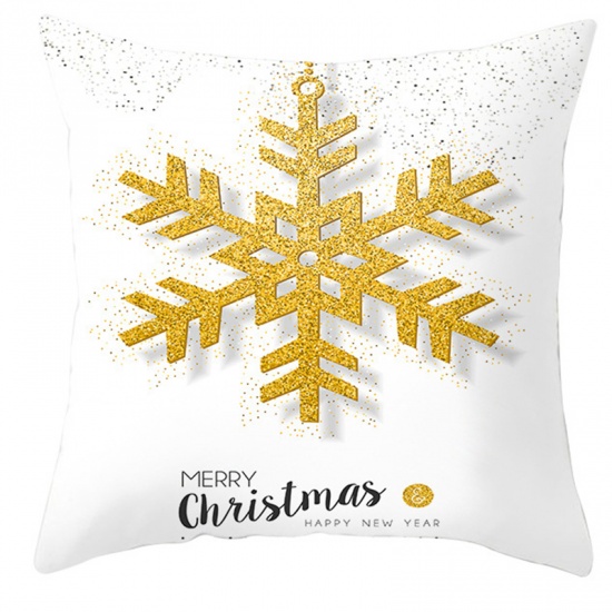 Imagen de Pana Fundas de Almohada Blanco Cuadrado Copo de Nieve Navidad 45cm x 45cm, 1 Unidad