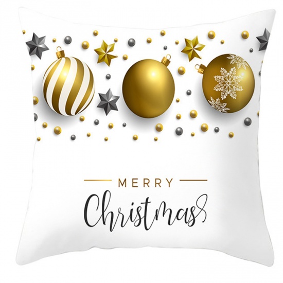 Picture of Velvet Pillow Cases Multicolor Square Christmas Snowflake Pattern 45cm x 45cm, 1 Piece