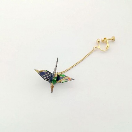 Picture of Wholesale Japanese Style Retro Non Piercing Clip-on Earrings, Origami Crane Dark Purple Gold Plated Brass, Women's Gift Jewelry Supply, 65mm, 1 Piece