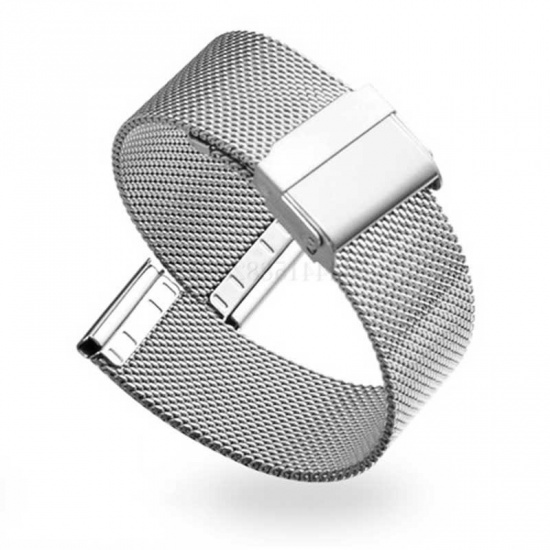 Picture of 304 Stainless Steel Watch Bands For Watch Face Silver Tone 16mm wide, 17cm(6 6/8") - 16cm(6 2/8") long, 1 Piece