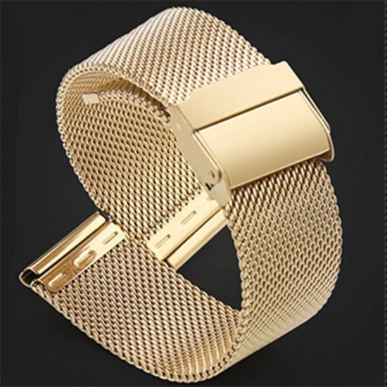 Picture of 304 Stainless Steel Watch Bands For Watch Face Gold Plated 12mm wide, 17cm(6 6/8") - 16cm(6 2/8") long, 1 Piece