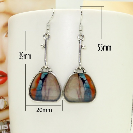Picture of Earrings Multicolor Bag 55mm x 20mm, 1 Pair