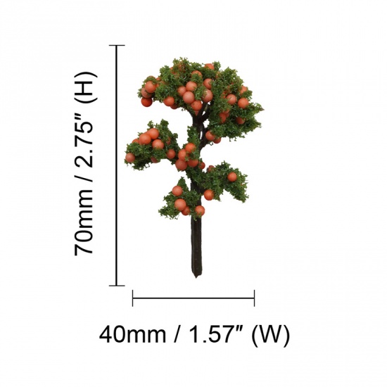 Immagine di Alberi Da Frutto Di Simulazione Verde & Arancione 70mm x 40mm , 1 Pz