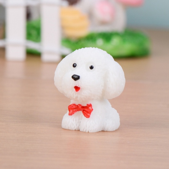 Picture of Ornaments Decorations White Dog Animal 24mm x 18mm, 1 Piece
