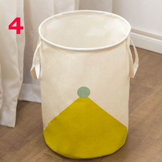 コットン＆リネン 洗濯かご 黄色 三角形 50cm x 35cm、 1 個 の画像