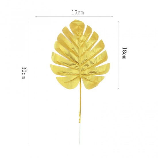 Picture of Plastic Artificial Leaves Home Decoration Golden 30cm, 1 Piece