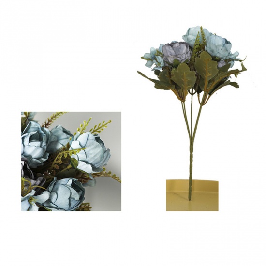 Image de Fleur Artificielle en Plastique Bleu 30cm, 1 Pièce