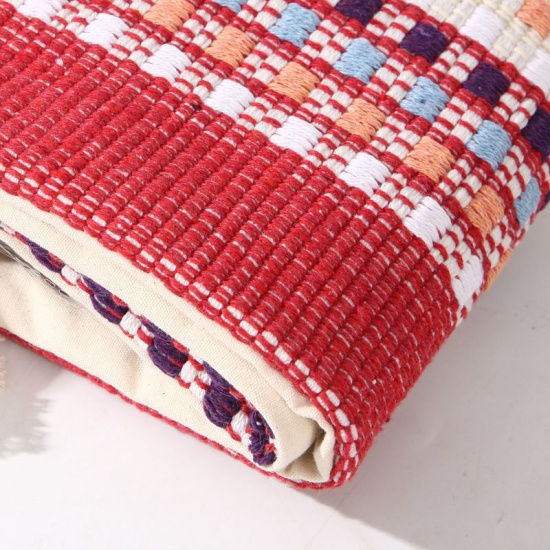 Picture of Polyester Fiber Pillow Cases Multicolor Square Tassel Pattern 40cm x 40cm, 1 Piece