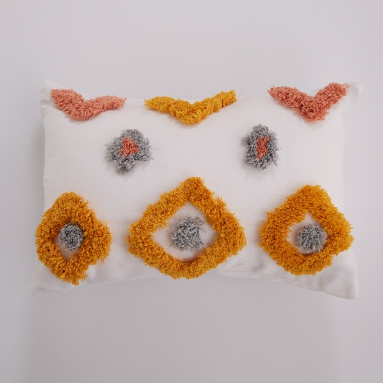 Picture of Blend Fabric Pillow Cases Multicolor Square Geometric Pattern 45cm x 45cm, 1 Piece