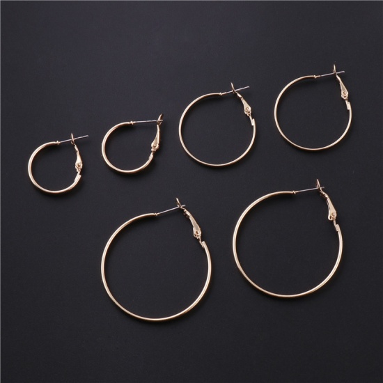 Picture of Hoop Earrings Gold Plated C Shape 38mm x 38mm 25mm x 20mm, 1 Set ( 3 Pairs/Set)