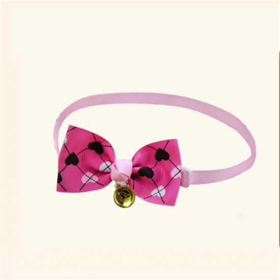 Picture of Fabric Pet Bow Tie Fuchsia Bowknot Heart Adjustable 1 Piece