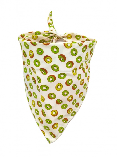 Изображение Ткань Pet шейный платок Зеленый Треугольник Фрукты Киви 40см x 30см, 1 ШТ