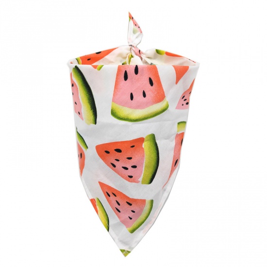Изображение Ткань Pet шейный платок Розовый Треугольник Арбуз фрукты 62см x 43см, 1 ШТ