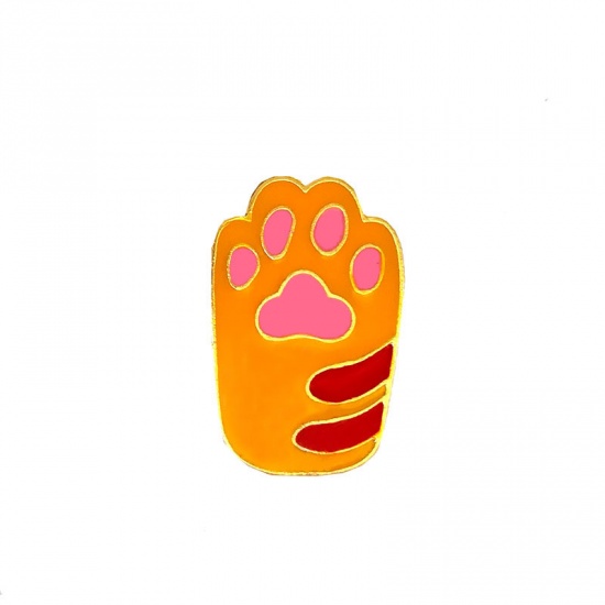Picture of Pin Brooches Paw Claw Orange 21mm x 14mm, 1 Piece