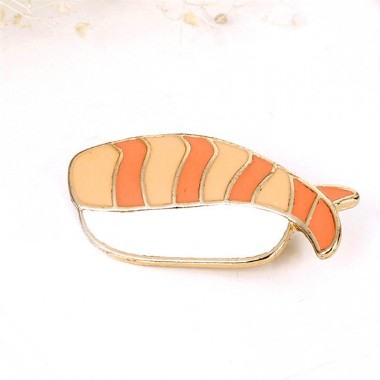 Picture of Pin Brooches Fish Animal Orange 35mm x 17mm, 1 Piece