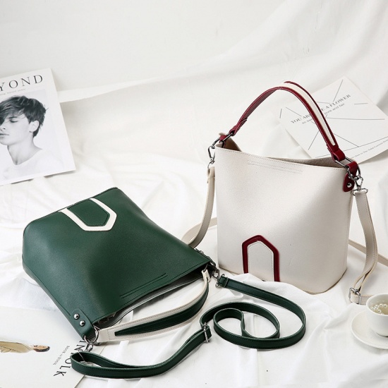 Picture of PU Leather Bucket Bag White 23cm x 20cm , 1 Piece