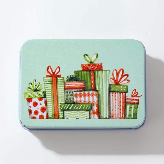 Picture of Iron Based Alloy Candy Box Multicolor Gift Box Rectangle 9cm x 6.5cm, 1 Piece