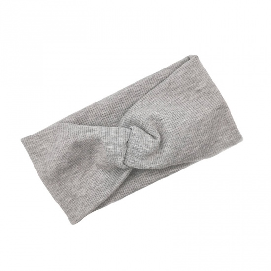 Picture of Fabric Headband Gray Spiral Pattern 17cm x 9cm， 1 Piece
