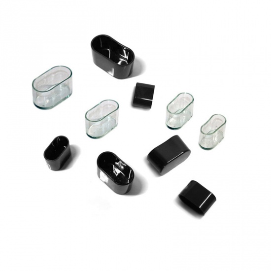 Immagine di PVC Copertura Del Piede Della Sedia e Del Tavolo Nero Ovale 30mm x 15mm, 4 Pz