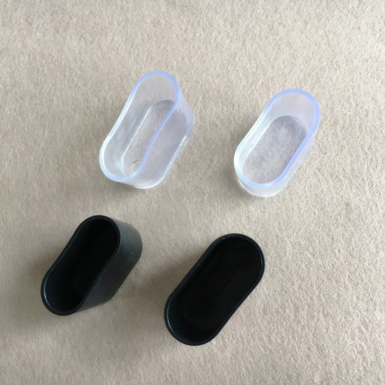 Immagine di PVC Copertura Del Piede Della Sedia e Del Tavolo Nero Ovale 30mm x 15mm, 4 Pz