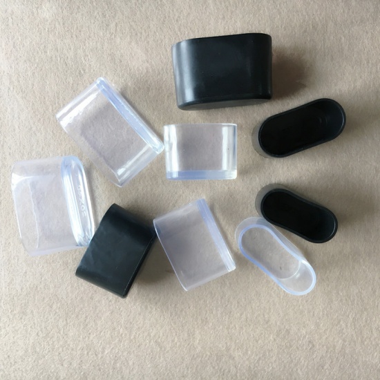 Immagine di PVC Copertura Del Piede Della Sedia e Del Tavolo Nero Ovale 30mm x 15mm, 4 Pz