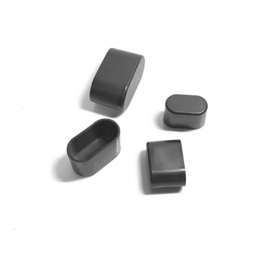 Immagine di PVC Copertura Del Piede Della Sedia e Del Tavolo Nero Ovale 50mm x 25mm, 4 Pz