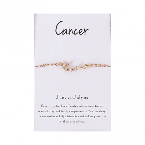 Bild von Armband Vergoldet Sternbild Krebs Transparent Strass 18cm lang, 1 Strang