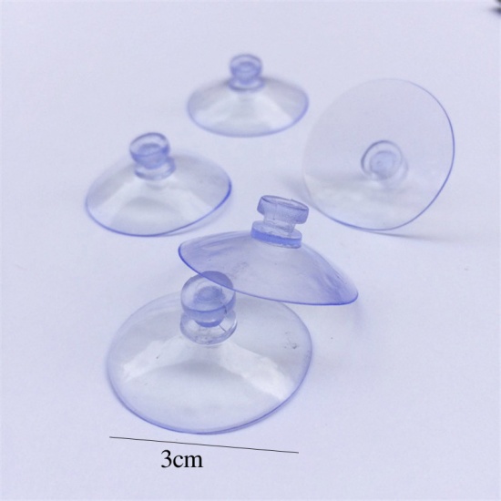 Picture of PVC Suction Cups Transparent Light Blue Mushroom 30mm Dia., 30 PCs