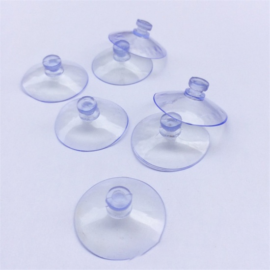 Picture of PVC Suction Cups Transparent Light Blue Mushroom 5.5cm Dia., 30 PCs