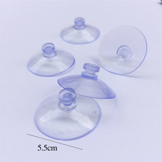 Picture of PVC Suction Cups Transparent Light Blue Mushroom 5.5cm Dia., 30 PCs