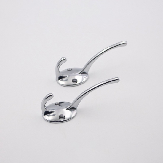 Picture of Wall Hook For Clothes Coat Robe Purse Hat Hanger Silver Tone 8.5cm x 2.8cm, 1 Piece