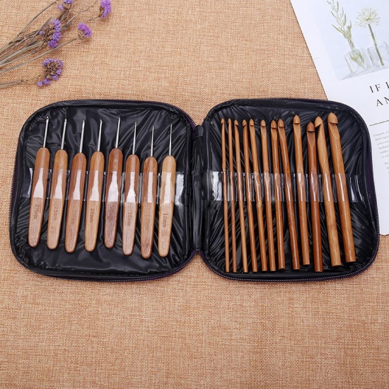 Picture of 2mm - 10mm Bamboo Crochet Hooks Needles Natural 1 Set ( 20 PCs/Set)