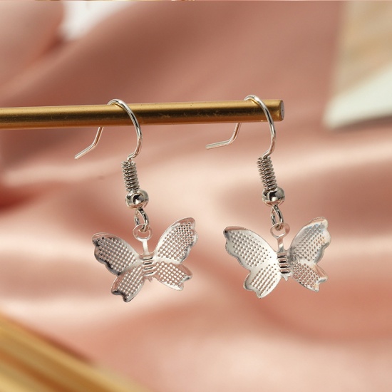 Picture of Earrings Silver Tone Butterfly 2.6cm x 1.1cm, 1 Pair