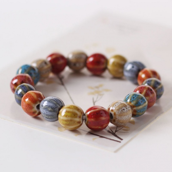 Picture of Ceramic Dainty Bracelets Delicate Bracelets Beaded Bracelet Multicolor Watermelon Fruit Elastic 1 Piece