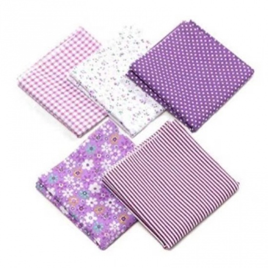 Picture of Cotton Handkerchief Square Mixed Purple 36cm x 36cm, 5 PCs