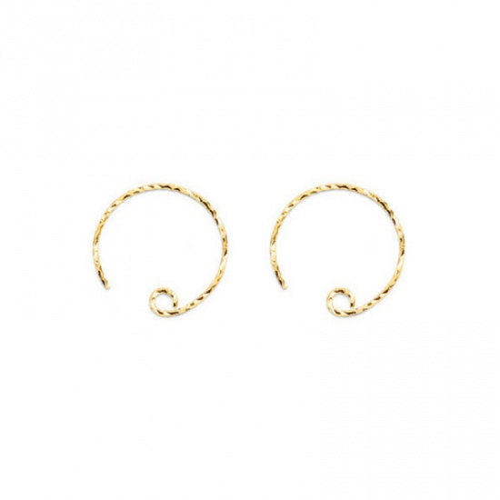 Picture of Sterling Silver Ear Wire Hooks Earring Findings Findings Round Gold Plated Plating 15mm, Post/ Wire Size: (20 gauge), 1 Pair
