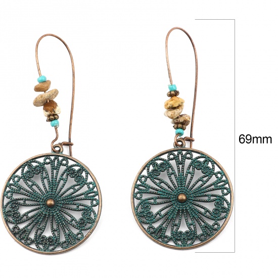 Picture of Earrings Green Blue Round 69mm x 31mm, 1 Pair