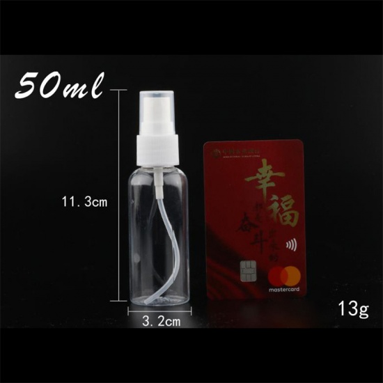 Immagine di ( 50ml ) PET Flacone Spray Portatile Bianco Trasparente 11.3cm x 3.2cm, 5 Pz