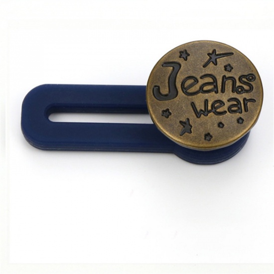Picture of Metal Adjustable Detachable Retractable Jeans Button Pant Waistband Extender Antique Bronze 3.5cm x 1.7cm, 2 PCs