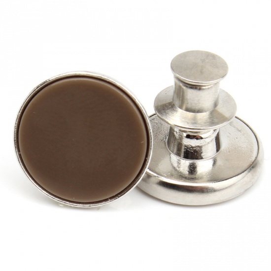 Picture of Metal Detachable Instant Snap Tack Fastener Jeans Buttons Pant Waistband Extender Brown 17mm Dia., 2 PCs