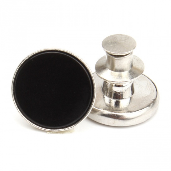 Picture of Metal Detachable Instant Snap Tack Fastener Jeans Buttons Pant Waistband Extender Black 17mm Dia., 2 PCs