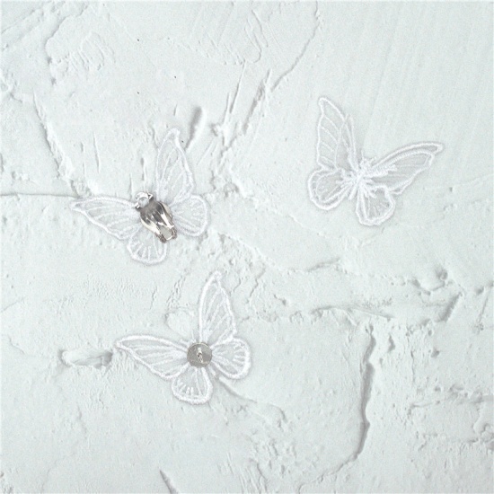 Image de Boucles d'Oreilles Puces Insecte en Dentelle Blanc Papillon 45mm x 34mm, 1 Pièce