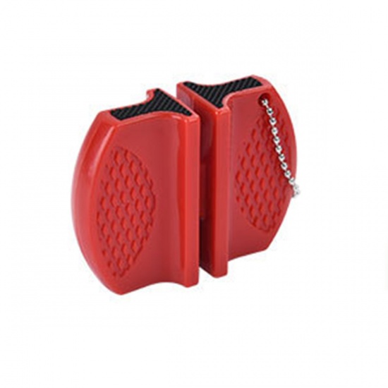 Image de Rouge - Mini affûteur de couteaux rapide domestique multifonctionnel en ABS portable extérieur 7.5x5.7cm, 1 pièce