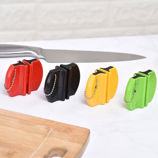 Picture of Red - ABS Mini Multifunctional Household Quick Knife Sharpener Portable Outdoor 7.5x5.7cm, 1 Piece
