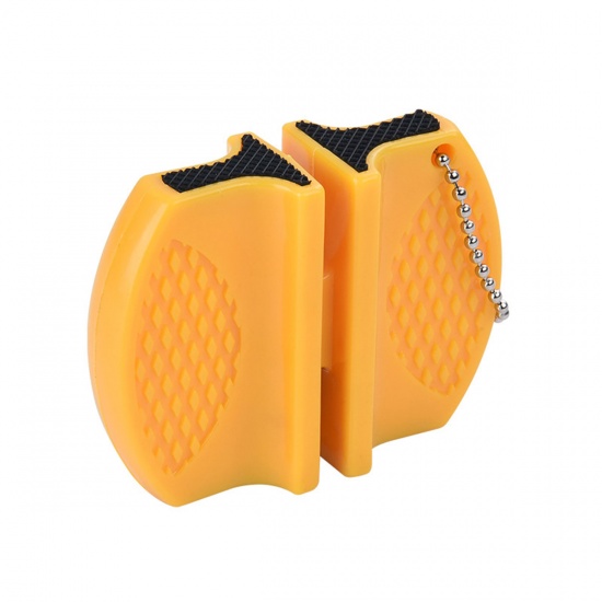 Picture of ABS Yellow Mini Multifunctional Double Household Quick Knife Sharpener Portable Outdoor 1 Piece