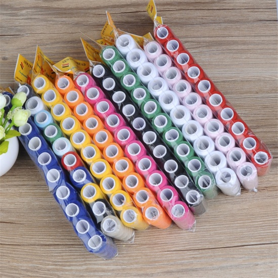 Picture of Mixed - Strong and Durable Sewing Threads for Sewing Polyester Thread Clothes Sewing Supplies Accessories 5.7cm x 2.5cm (10 Rolls/Packet, 200M/Roll)